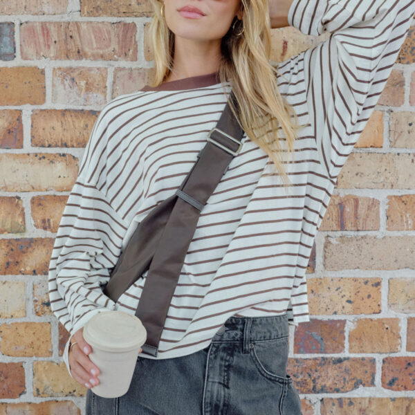 Beau long sleeve Brown Stripe Tee