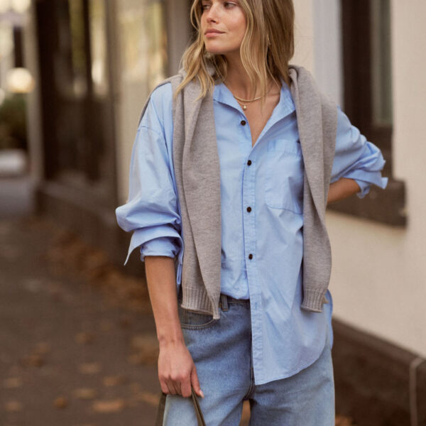 Ceres Life Peta Oversized Shirt - Sky Blue