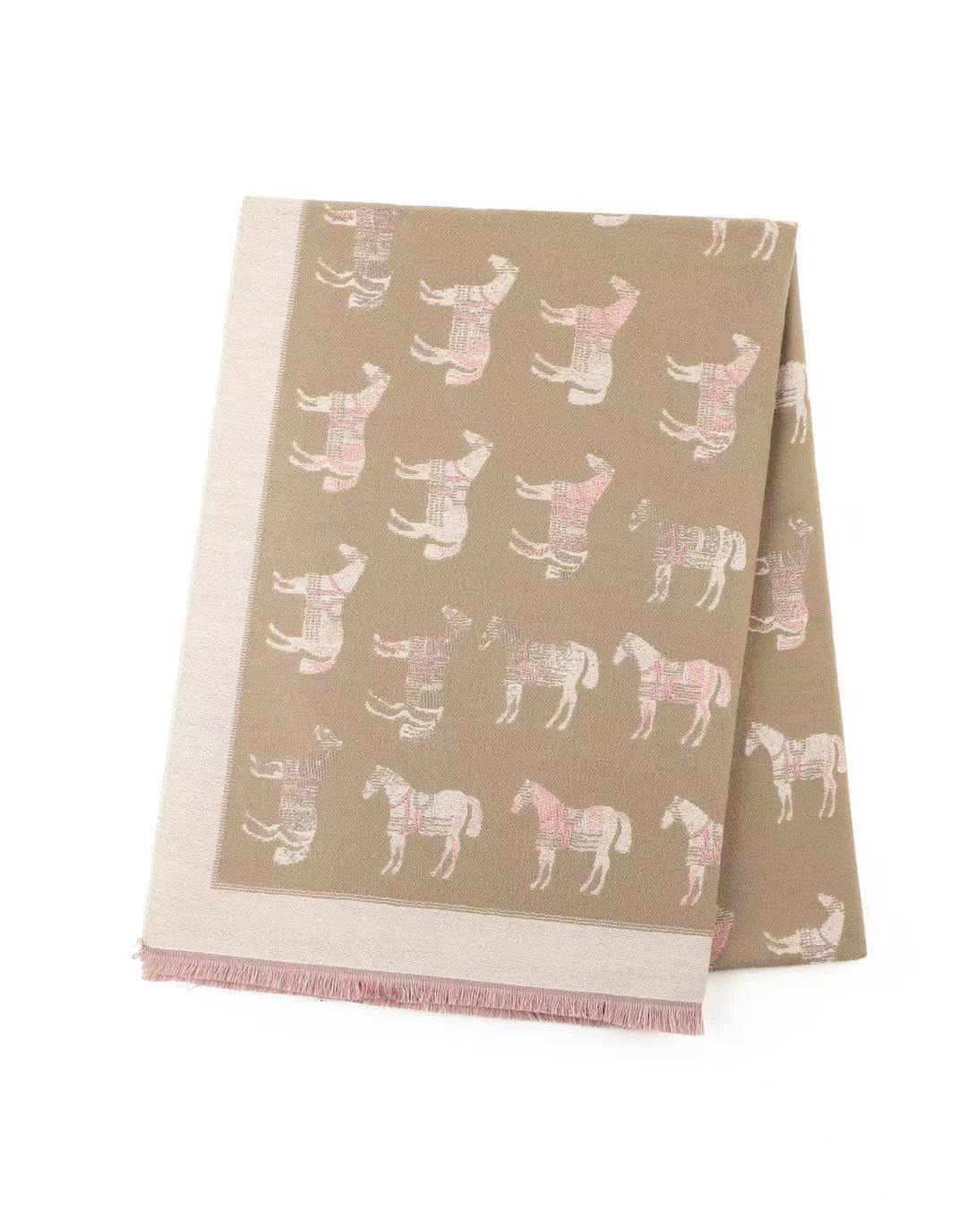 Greenwood Reversible Equestrian Horse Winter Scarf – Beige/Pink - Image 2