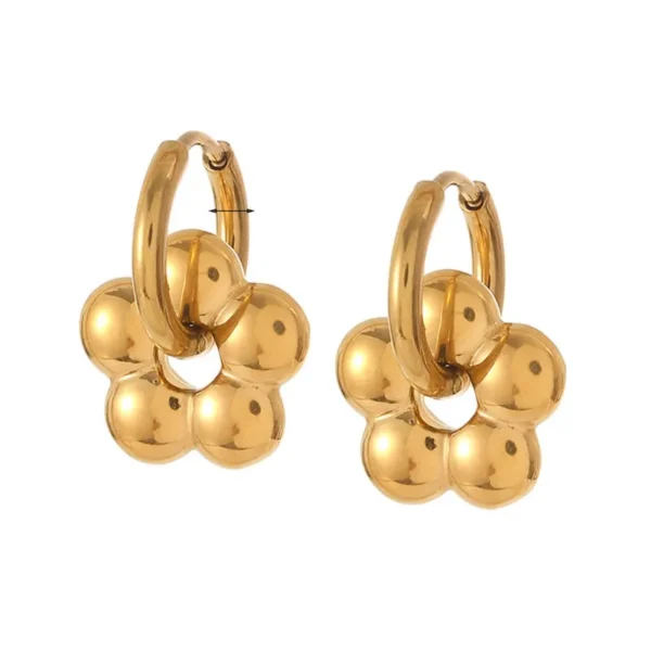 Greenwood Fleur Hoop Earrings with Gold Flower