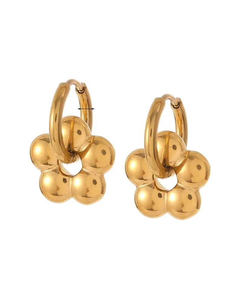 Greenwood Fleur Hoop Earrings with Gold Flower