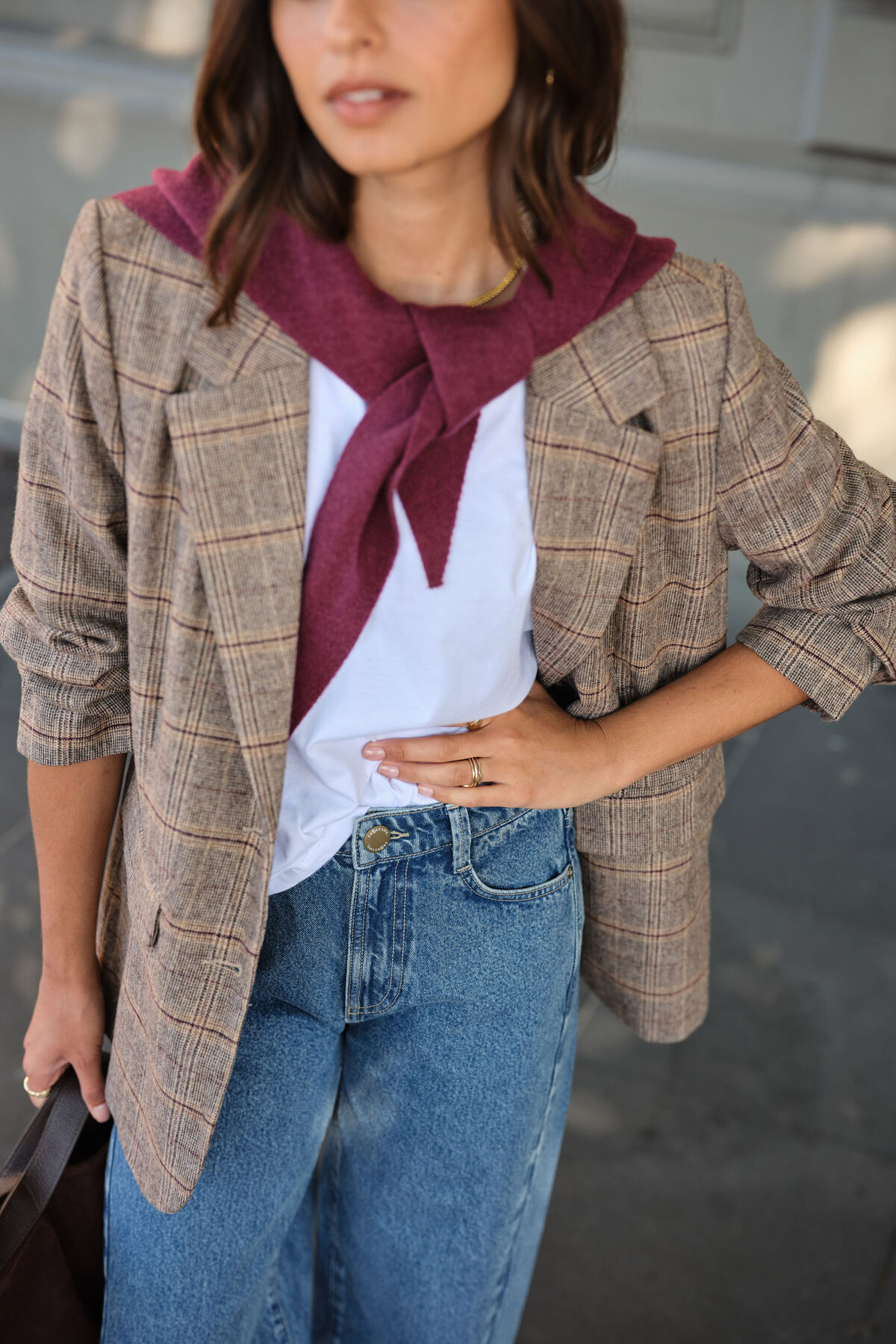 Ceres Life Joni Blazer - Brown Check - Image 3