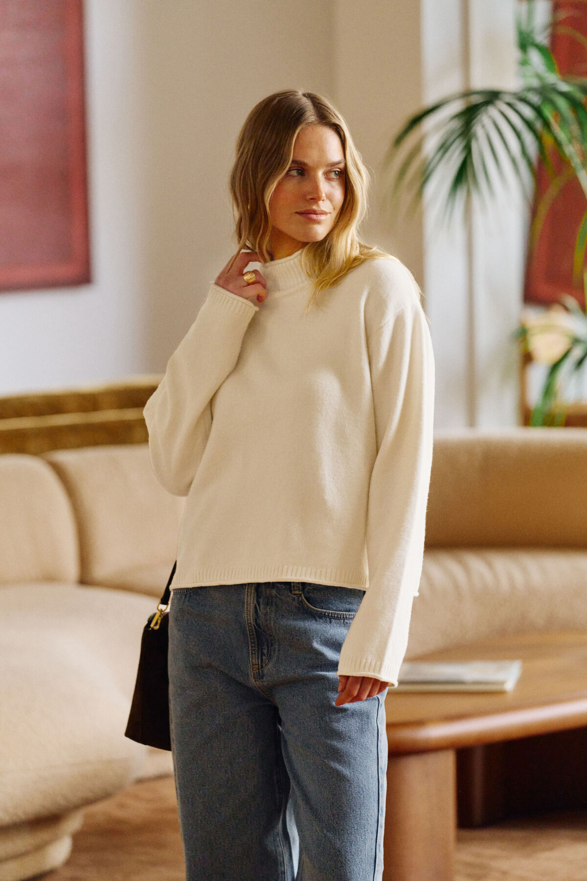 Ceres Life Finley Funnel Neck Knit - Milk - Image 3