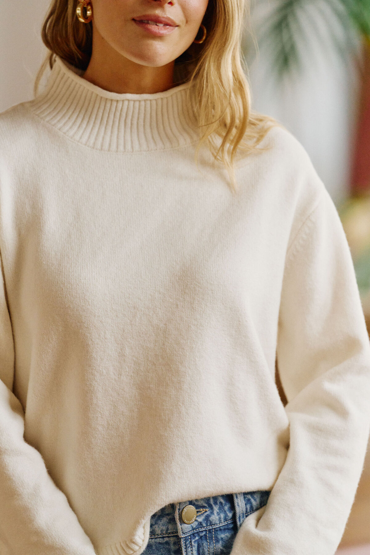 Ceres Life Finley Funnel Neck Knit - Milk - Image 2