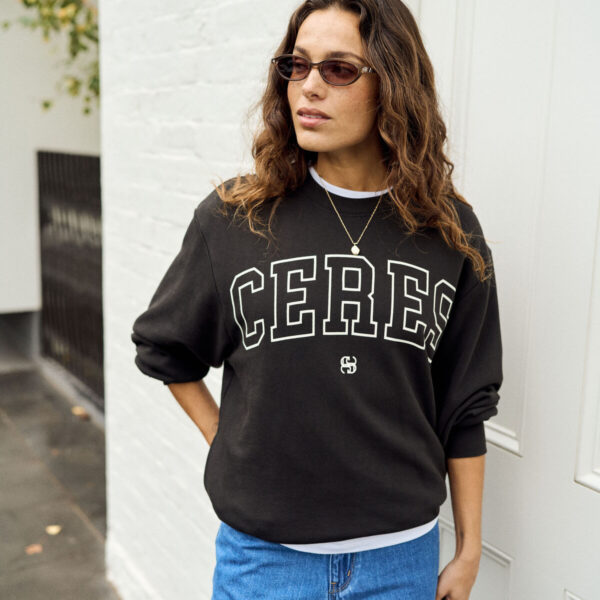 Ceres Life Isla Oversized Slouchy Crew - Phanton/White