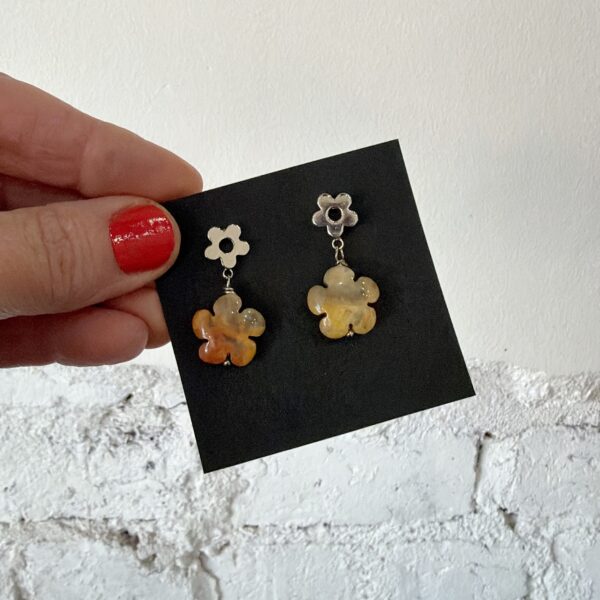 Taila Danae Stone Daisy Drops - Silver