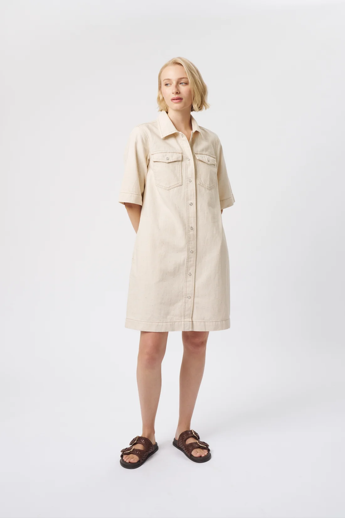 Kireina Pamela denim dress sand