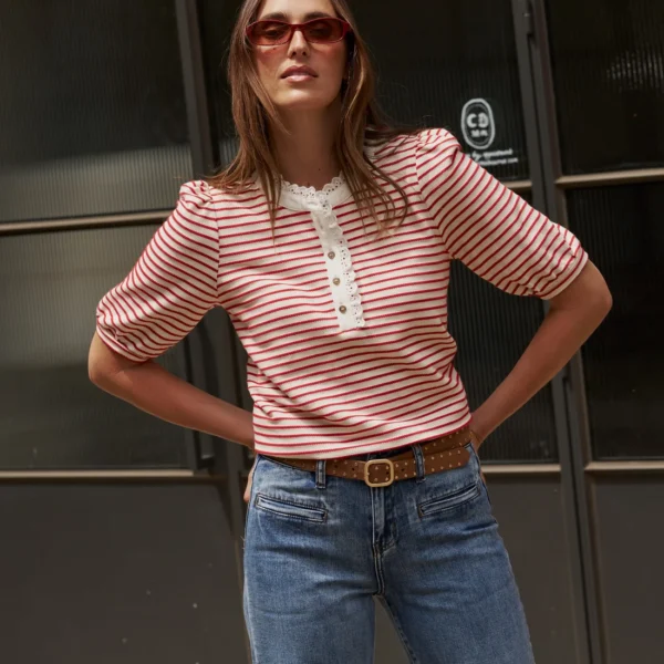Kireina Jacqueline Top - Red Stripe
