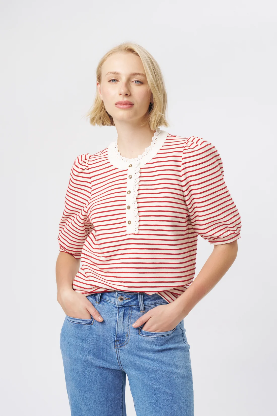 Kireina Jacqueline Top - Red Stripe - Image 3