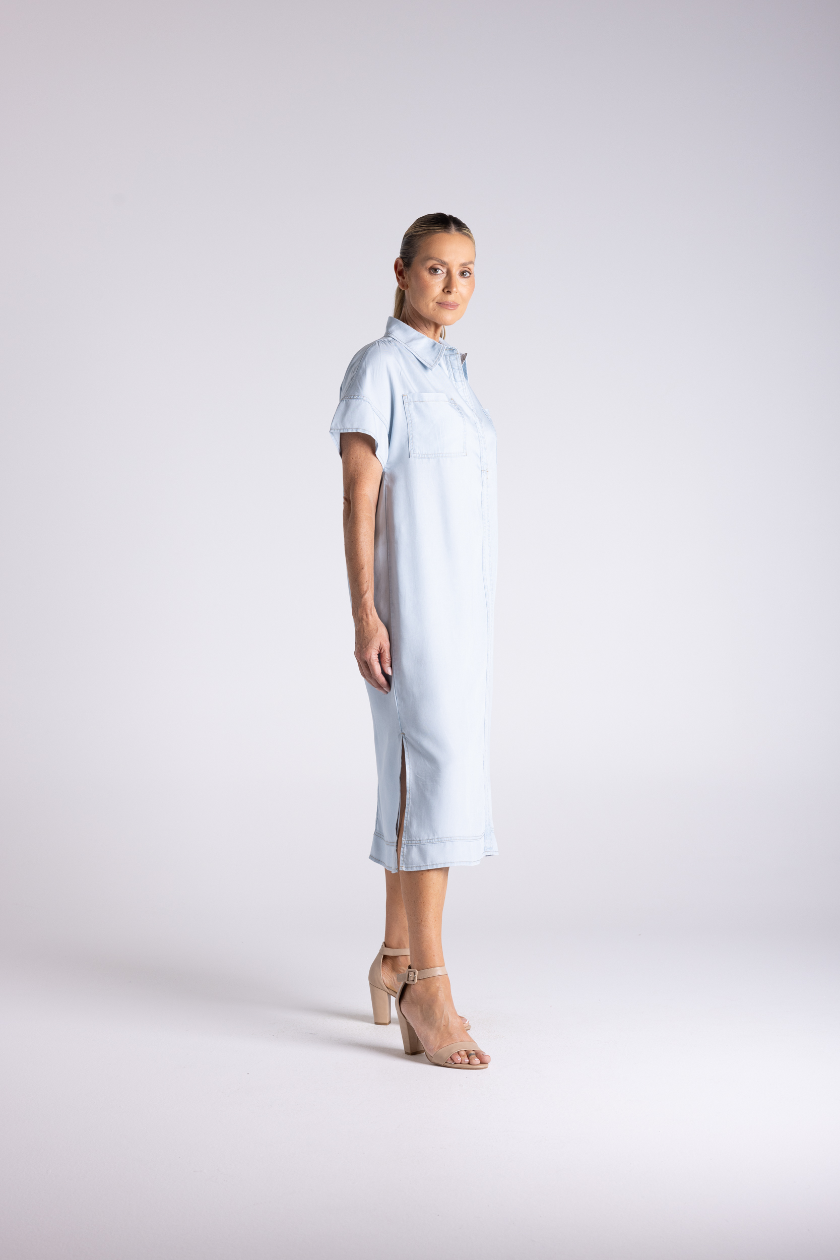 Two T's Denim Shirtdress - Cornflower Blue
