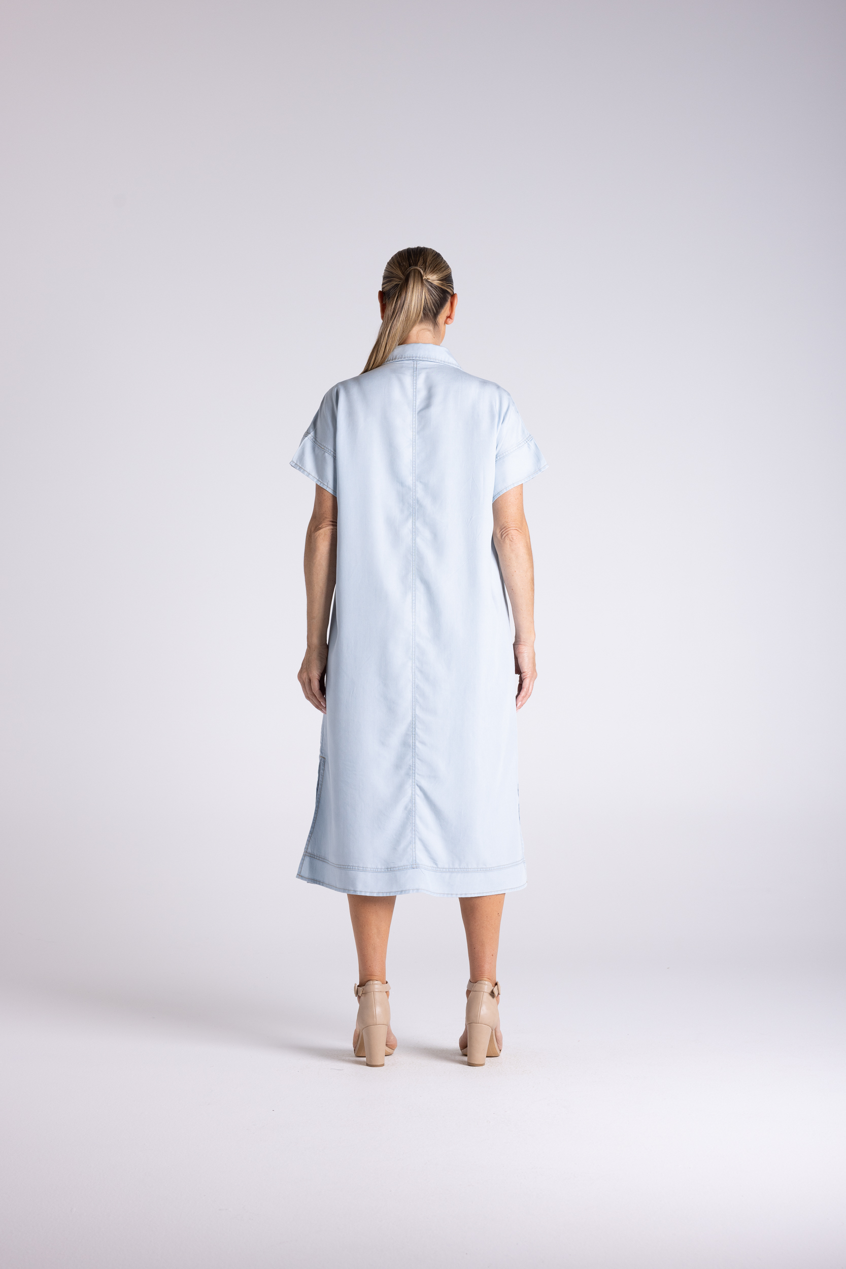 Two T's Denim Shirtdress - Cornflower Blue - Image 3
