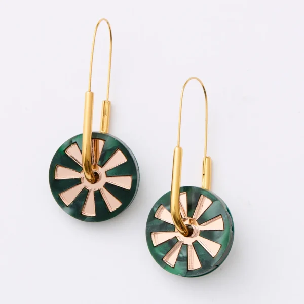 Martha Jean Calypso Earrings - Green/Rose