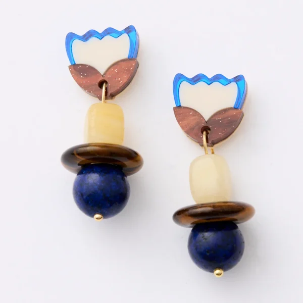 Martha Jean Clio Earrings - Brown/Cobolt
