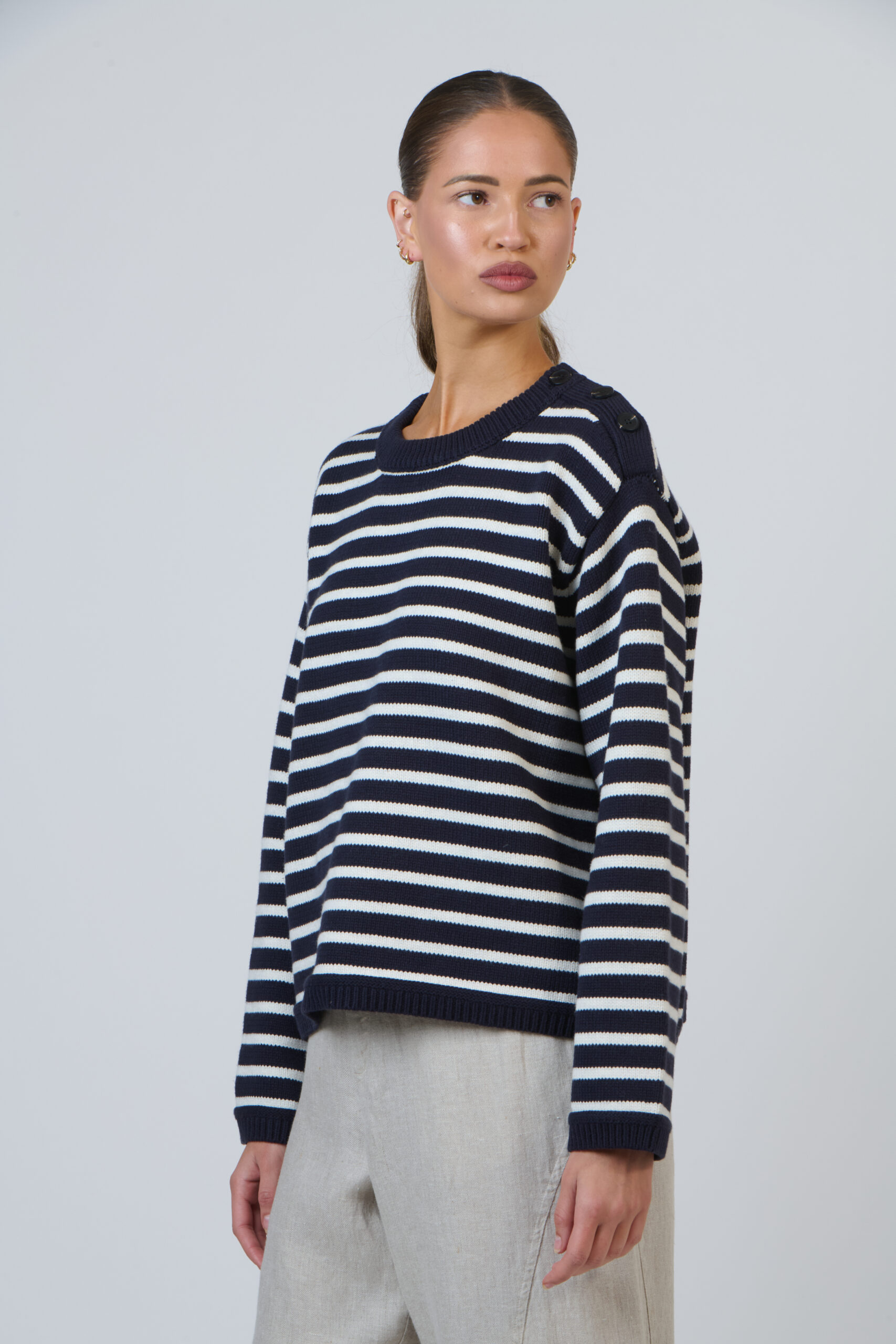 Naturals by O & J Ink Stripe Cotton Jumper - Image 3