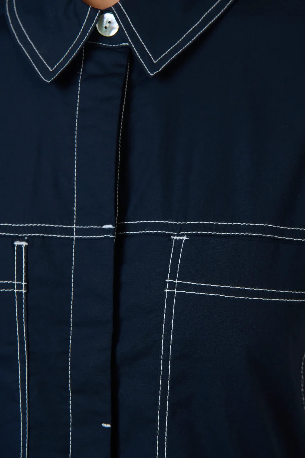 Naturals by O & J Navy with White Stitching Dress - Image 3