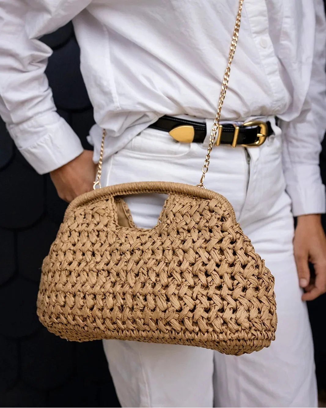 Greenwood Pippa Raffia Clutch - Straw - Image 2